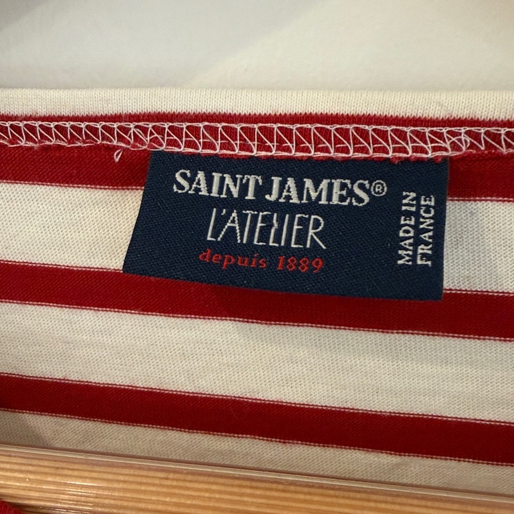 W’s size S Saint James Classic Red and White Striped Long Sleeve Top - Picture 2 of 7